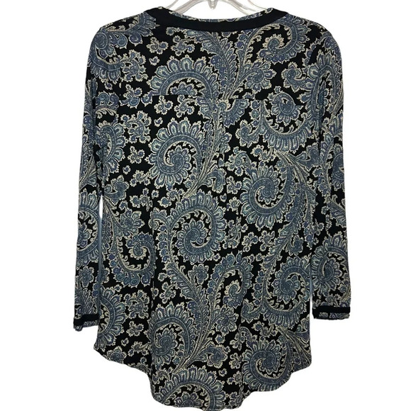 Lucky Brand shirt paisley print v-neck blue black size xs - Picture 6 of 10
